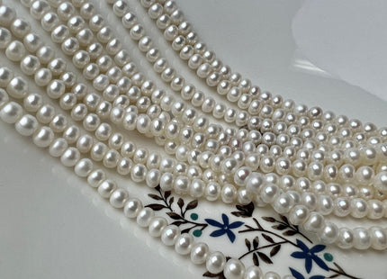 6mm 7mm AAA Natural White Potato Shape Freshwater Pearls Genuine High Luster Smooth Pearl White Freshwater Pearl Beads #P2305