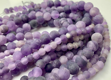 6mm 8mm 10mm Large Hole Natural Color Round Matte Amethyst Gemstone Beads Hole Size 2.0mm Natural Purple Amethyst 14-14.5 Inches #2842