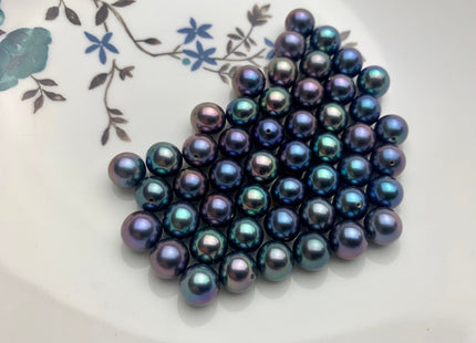 One Piece AAAAA 8-9 mm Top Quality High Luster Half Drilled Round Peacock Freshwater Pearls Genuine Round Freshwater Pearls #P1154