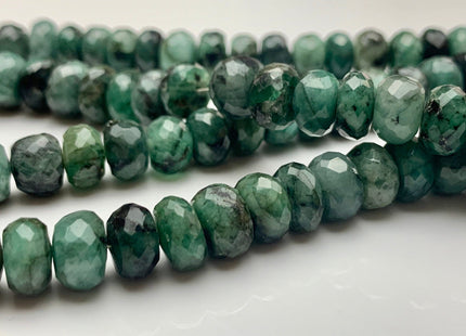 6mm 7mm 8mm AAA Natural Color Emerald Gemstone Beads Faceted Rondelle Shape 8 Inches Strand #2121
