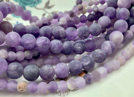 6mm 8mm 10mm Large Hole Natural Color Round Matte Amethyst Gemstone Beads Hole Size 2.0mm Natural Purple Amethyst 14-14.5 Inches #2842