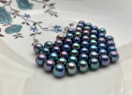One Piece AAAAA 8-9 mm Top Quality High Luster Half Drilled Round Peacock Freshwater Pearls Genuine Round Freshwater Pearls #P1154