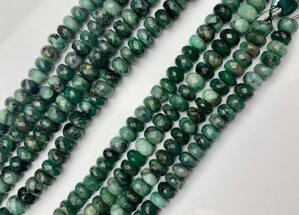6mm 7mm 8mm AAA Natural Color Emerald Gemstone Beads Faceted Rondelle Shape 8 Inches Strand #2121
