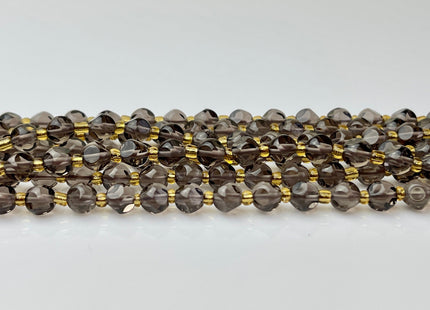 6 mm Faceted Star Cut Smoky Quartz Gemstone Beads Genuine Faceted Dark Brown Quartz Gemstone Loose Beads 15 Inches Strand 50 Beads #4187