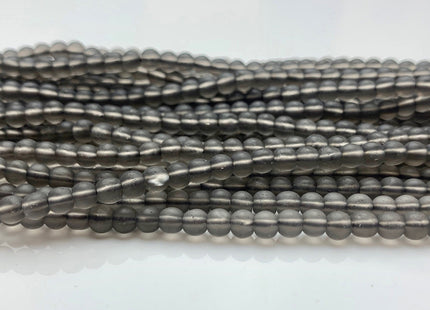 4mm 6mm 8mm 10mm 12mm Natural Matte Smooth Round Crystal Quartz Genuine Smoky Gray Color Quartz Gemstone Beads 15.5 Inches Strand #2717