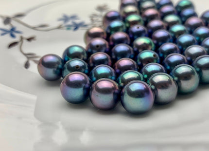 One Piece AAAAA 8-9 mm Top Quality High Luster Half Drilled Round Peacock Freshwater Pearls Genuine Round Freshwater Pearls #P1154