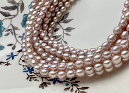 5x6 mm AAA Natural Mauve Pink Rice Freshwater Pearl Beads Genuine Mauve Pink Rice Freshwater Pearls 65 Pieces #P1474
