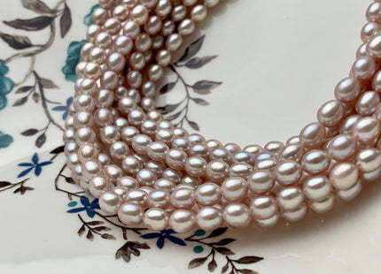 5x6 mm AAA Natural Mauve Pink Rice Freshwater Pearl Beads Genuine Mauve Pink Rice Freshwater Pearls 65 Pieces #P1474