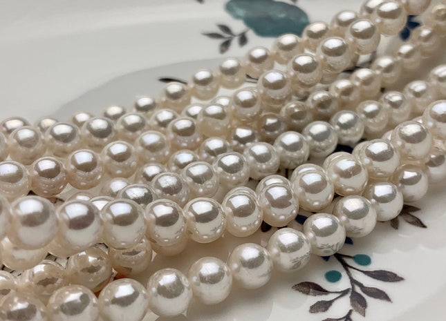 6-6.5mm AAA Extra Shiny Natural White Round Freshwater Pearl Genuine Natural Pearl Bead High Luster White Bridal Pearls 69 Beads #P1603