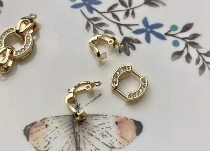 10x20 mm 925 Sterling Silver/Gold Floral Looped Circle Clasp Sterling Silver Findings 925 Sterling Silver Clasps With CZ #10069