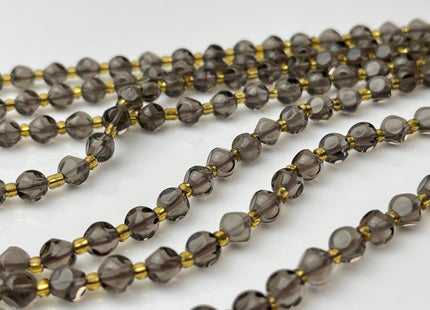 6 mm Faceted Star Cut Smoky Quartz Gemstone Beads Genuine Faceted Dark Brown Quartz Gemstone Loose Beads 15 Inches Strand 50 Beads #4187