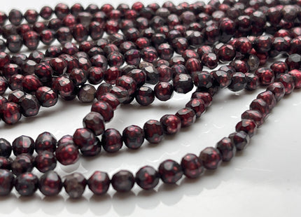 5mm Faceted Potato Freshwater Pearl Burgundy Red Color Genuine Very Rare Shiny Faceted Cultured Freshwater Pearl 74 Pieces #P2005
