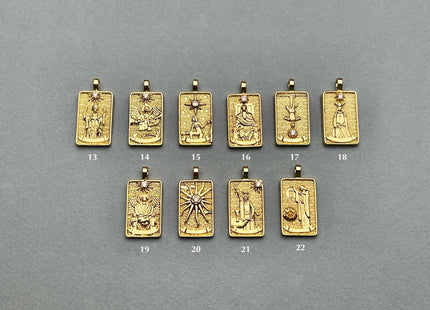 Arcana Tarot Card Charms for Necklace, 18K Gold Filled Charm Pendant With CZ, Antique Charms for Jewelry Making, One Piece #CR0001