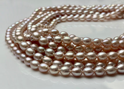 5x6 mm AAA Natural Mauve Pink Rice Freshwater Pearl Beads Genuine Mauve Pink Rice Freshwater Pearls 65 Pieces #P1474