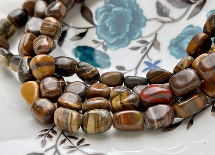 8-9x9-12 mm Natural Brown and Yellow Tiger Eye Gemstone Nugget Beads Genuine Tiger Eye Nugget Gemstone Beads #3846
