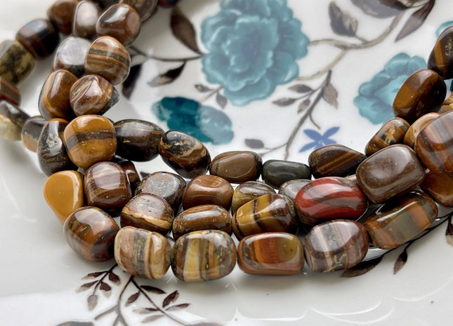 8-9x9-12 mm Natural Brown and Yellow Tiger Eye Gemstone Nugget Beads Genuine Tiger Eye Nugget Gemstone Beads #3846