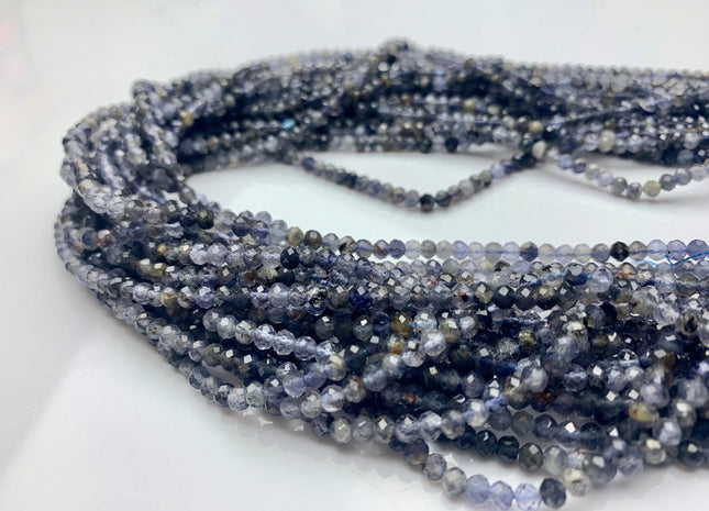 3x4 mm AAA Faceted Rondelle Iolite Gemstone Beads Genuine Natural Blue Multi Color Gemmy Iolite Loose Beads 15.5 Inches Strand #3047