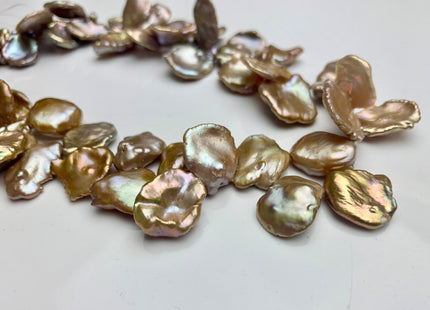 One-Of-A-Kind 16x18-20 mm AAA Rare Keshi Freshwater Pearl Beads Genuine Natural Champagne Seaweed Color Freshwater Keshi Pearls #1861
