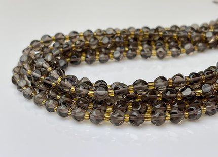 6 mm Faceted Star Cut Smoky Quartz Gemstone Beads Genuine Faceted Dark Brown Quartz Gemstone Loose Beads 15 Inches Strand 50 Beads #4187