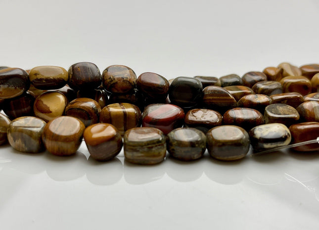 8-9x9-12 mm Natural Brown and Yellow Tiger Eye Gemstone Nugget Beads Genuine Tiger Eye Nugget Gemstone Beads #3846