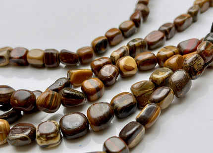 8-9x9-12 mm Natural Brown and Yellow Tiger Eye Gemstone Nugget Beads Genuine Tiger Eye Nugget Gemstone Beads #3846