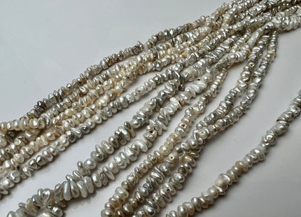 5mm 7mm Very Rare Natural White Keshi Freshwater Pearl Beads Center Drilled Cornflakes Shape Keshi Chips Pearls Genuine Tiny Pearls #P2294