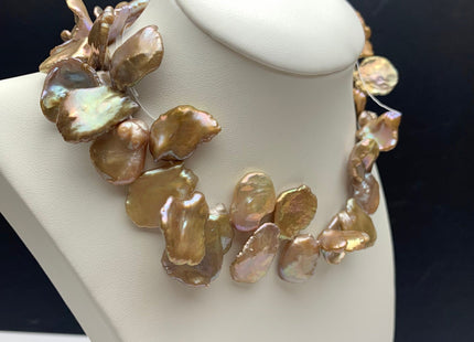 One-Of-A-Kind 16x18-20 mm AAA Rare Keshi Freshwater Pearl Beads Genuine Natural Champagne Seaweed Color Freshwater Keshi Pearls #1861