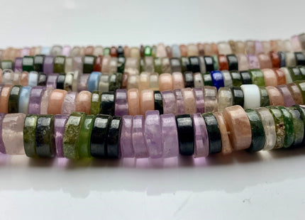 4mm 5mm 6mm 7mm 8mm AAA 100% All Natural Mixed Amethyst Lapis Chalcedony Emerald Green Garnet Black Tourmaline Heishi Beads 8 Inches #3194