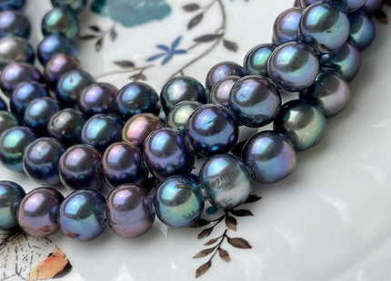 10-11 mm AA Half Strand Large Hole Potato Peacock Genuine Freshwater Pearl Beads Hole Size 1.2mm 1.5mm 2.2mm Peacock Pearl Beads #636