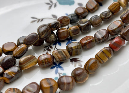 8-9x9-12 mm Natural Brown and Yellow Tiger Eye Gemstone Nugget Beads Genuine Tiger Eye Nugget Gemstone Beads #3846