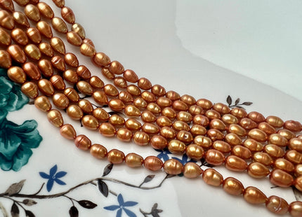 5.5x7 mm Orange Champagne Color Baroque Freshwater Pearl Beads Genuine Small Baroque Freshwater Pearls 55 Beads B Grade #P2260