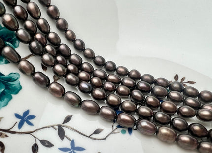6x8 mm AA Dark Copper Brown Color Freshwater Rice/Oval Pearls Genuine Matte Chocolate Brown Freshwater Rice Pearl Beads #P2262