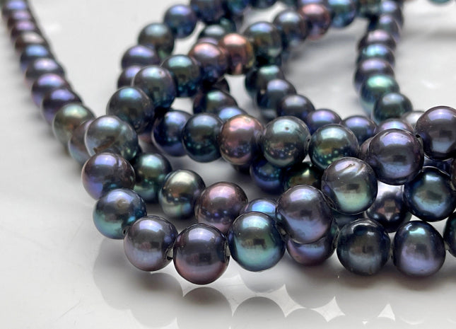 10-11 mm AA Half Strand Large Hole Potato Peacock Genuine Freshwater Pearl Beads Hole Size 2.2 mm Large Hole Peacock Pearl Beads #636