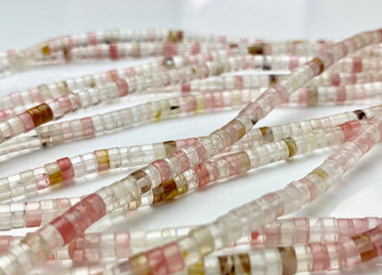2x4mm Natural Multi Watermelon Color Quartz Heishi Rondelle Shape Genuine Quartz Discs Gemstone Loose Beads 15.5 Inches Strand #3107