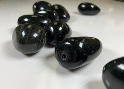 30x40 mm Natural Color Smooth Nugget Gemstone Obsidian / Tiger Eyes / Peridot Natural Color Chunky Gemstone large Hole 2.0 mm Beads #2209