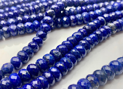 6mm 7mm 8mm 9mm 10mm AAA 100% All Natural Faceted Rondelle Lapis Lazuli Gemstone Beads Natural Blue Top Quality Lapis Beads 8 Inches #3726