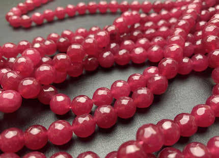 10 mm Faceted Round Fire Agate Gemstone Beads Heat Treated Ruby Pink Color Natural Fire Agate 15.5 Inches Strand #2660