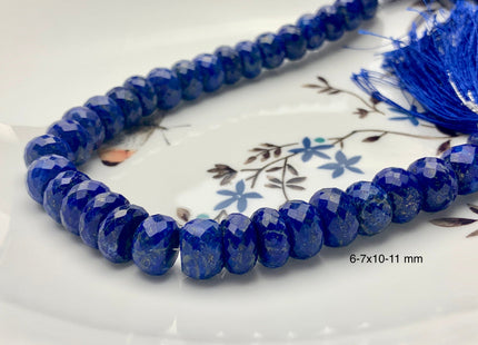 6mm 7mm 8mm 9mm 10mm AAA 100% All Natural Faceted Rondelle Lapis Lazuli Gemstone Beads Natural Blue Top Quality Lapis Beads 8 Inches #3726