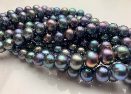 10-11 mm AA Half Strand Large Hole Potato Peacock Genuine Freshwater Pearl Beads Hole Size 1.2mm 1.5mm 2.2mm Peacock Pearl Beads #636