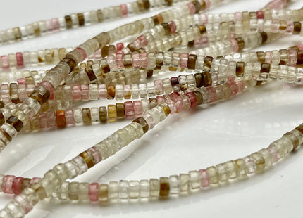 2x4mm Natural Multi Watermelon Color Quartz Heishi Rondelle Shape Genuine Quartz Discs Gemstone Loose Beads 15.5 Inches Strand #3107