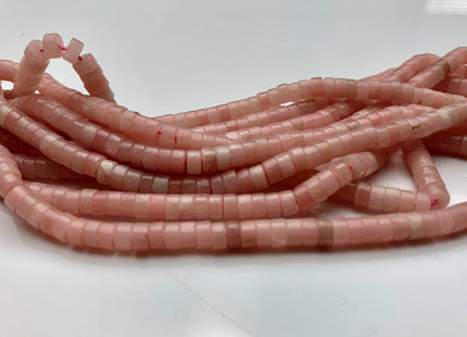 4 mm Natural Pink Peru Opal Smooth Heishi Tyre Gemstone Beads Genuine Pink Peruvian Opal Beads 15 Inches Strand #3810