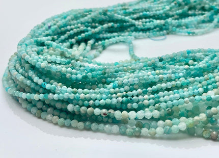 2mm 2.5mm AAA Faceted Round Natural Amazonite Gemstone Beads Natural Blue Green Color Tiny Amazonite Beads 15.5 Inches #3642