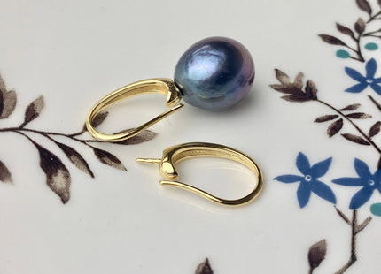 One Pair 925 Sterling Silver/Gold Simple Hook Earring Setting 925 Sterling Silver Earring Hook Findings For Half Drilled Pearls #10168