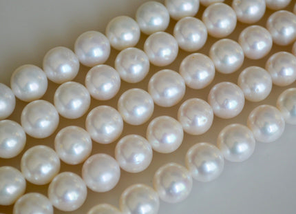 10-11mm AA Natural Semi-Round Freshwater Pearls, Genuine Natural Pearl Beads, Lustrous White Cultured Freshwater Pearls #189