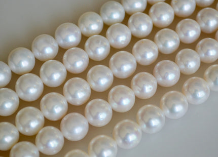 10-11mm AA Natural Semi-Round Freshwater Pearls, Genuine Natural Pearl Beads, Lustrous White Cultured Freshwater Pearls #189