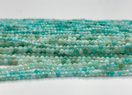 2mm 2.5mm AAA Faceted Round Natural Amazonite Gemstone Beads Natural Blue Green Color Tiny Amazonite Beads 15.5 Inches #3642