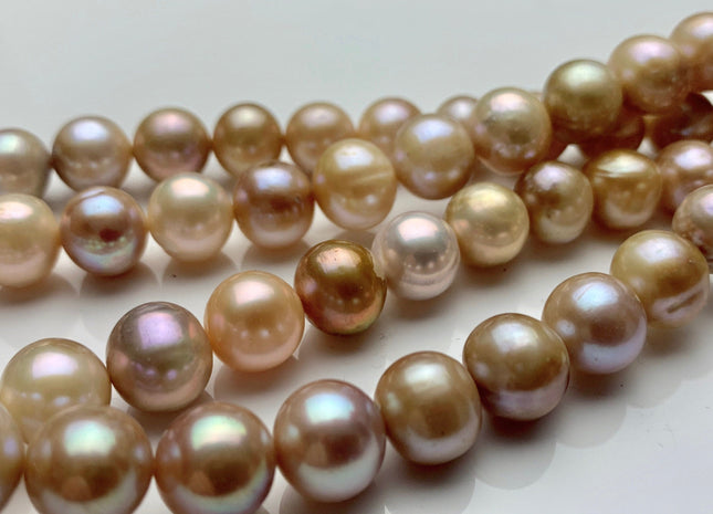 10 mm AA Natural Pink Champagne Color Off Round Freshwater Pearl Beads Genuine Natural Mixed Pink Freshwater Round Pearls 41 Pieces #P1242