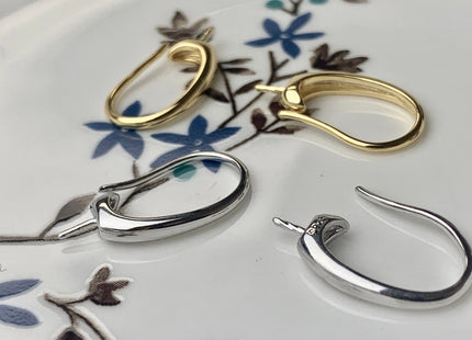 One Pair 925 Sterling Silver/Gold Simple Hook Earring Setting 925 Sterling Silver Earring Hook Findings For Half Drilled Pearls #10168