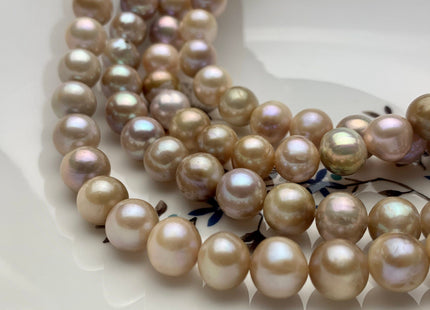 10 mm AA Natural Pink Champagne Color Off Round Freshwater Pearl Beads Genuine Natural Mixed Pink Freshwater Round Pearls 41 Pieces #P1242
