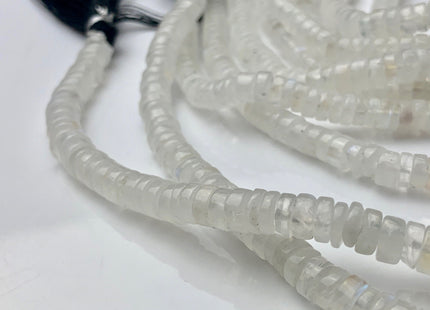 4mm 5mm 6mm 7mm 8mm 100% All Natural Smooth Heishi Rainbow Moonstone Gemstone Beads Genuine Natural Moonstone Beads 8 Inches Strand #3708